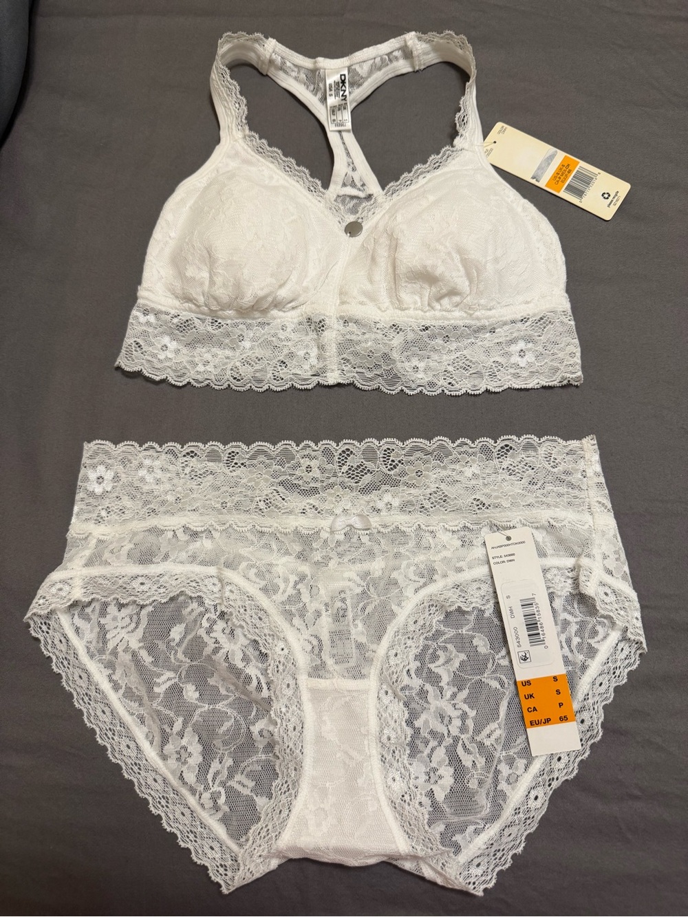 DKNY White Lace Bralette - Delicate Racerback Lace